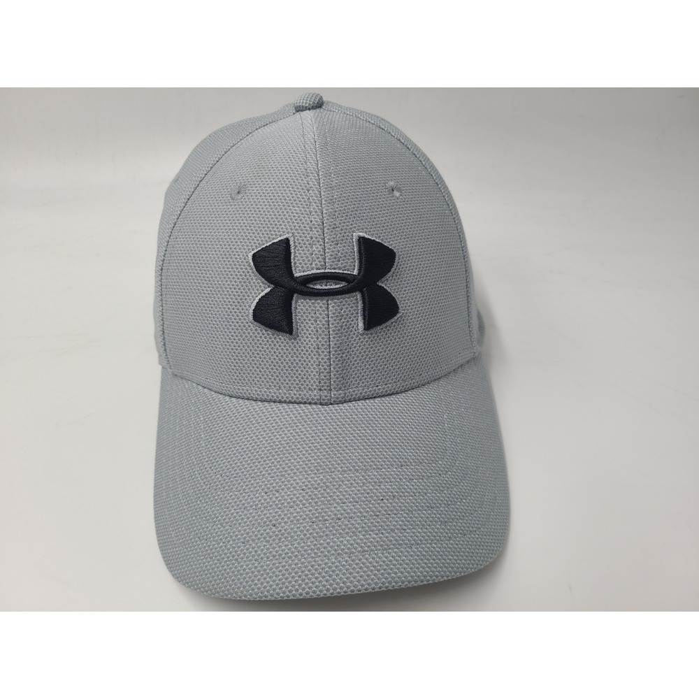 Under Armour Flex Fitted (Seems M-L) Hat Cap Polyester Logo Men Women Gray Black